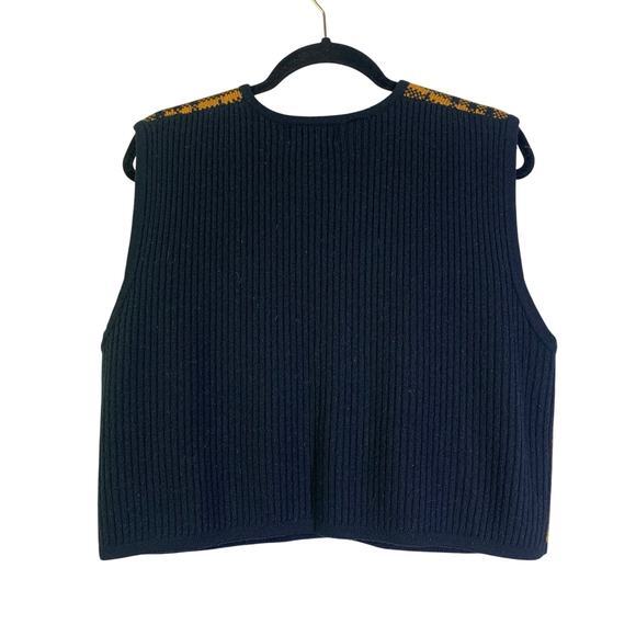 RENA ROWAN Vest Medium Vintage Lambswool Blend Knit‎ Plaid Sweater Button Down - Picture 2 of 10